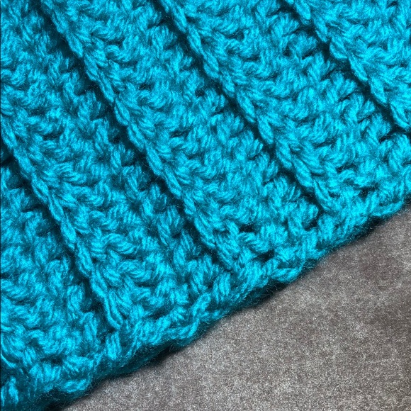 Winter beanie hat bright teal ski hat New hand crochet by me - Picture 2 of 4